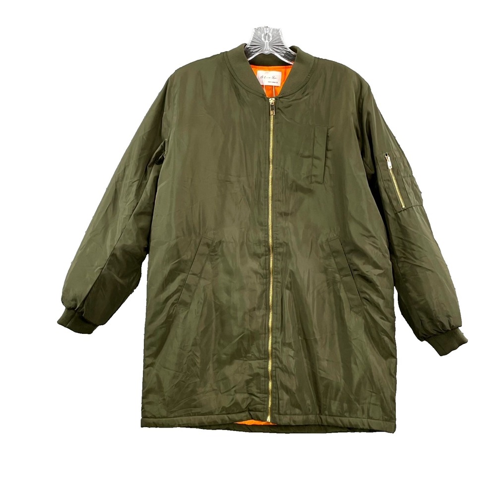 Active USA Longline Bomber Jacket Women Small Green Utility Outdoor Flight Coat